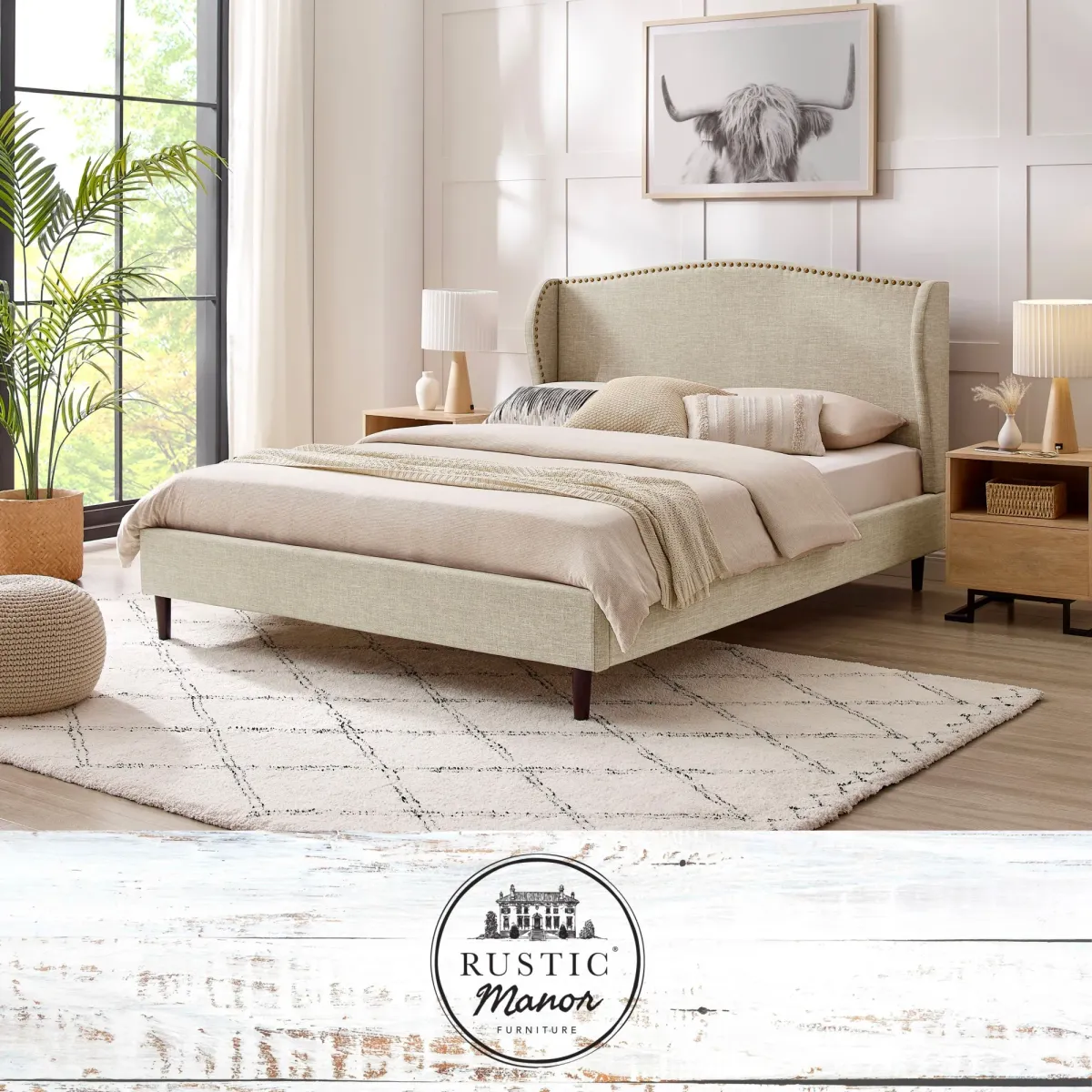 Rustic Manor Ciana Linen Platform Bed