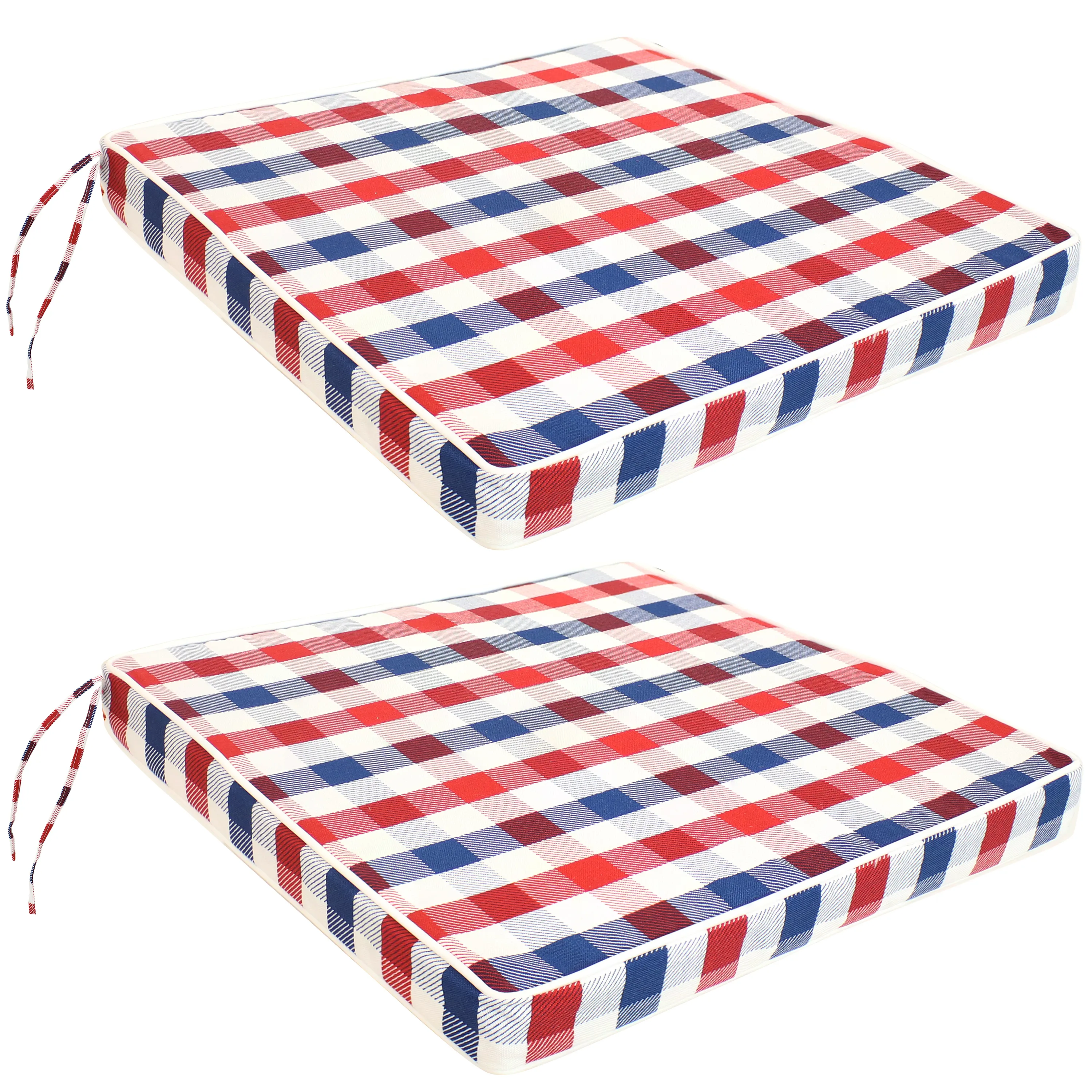 Sunnydaze Set of 2 17" Square Seat Cushions with Ties