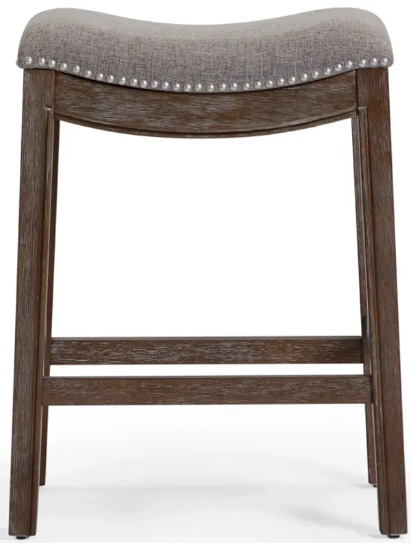 Hivvago 26 Inch Gray and Brown Fabric and Solid Wood Backless Counter Height Bar Chair