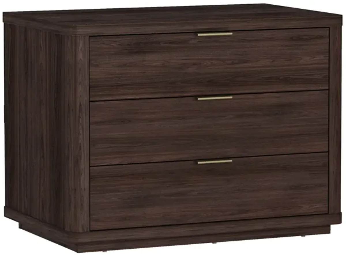 Evelyn Wide 3-Drawer Nightstands in Brown (Set of 2)