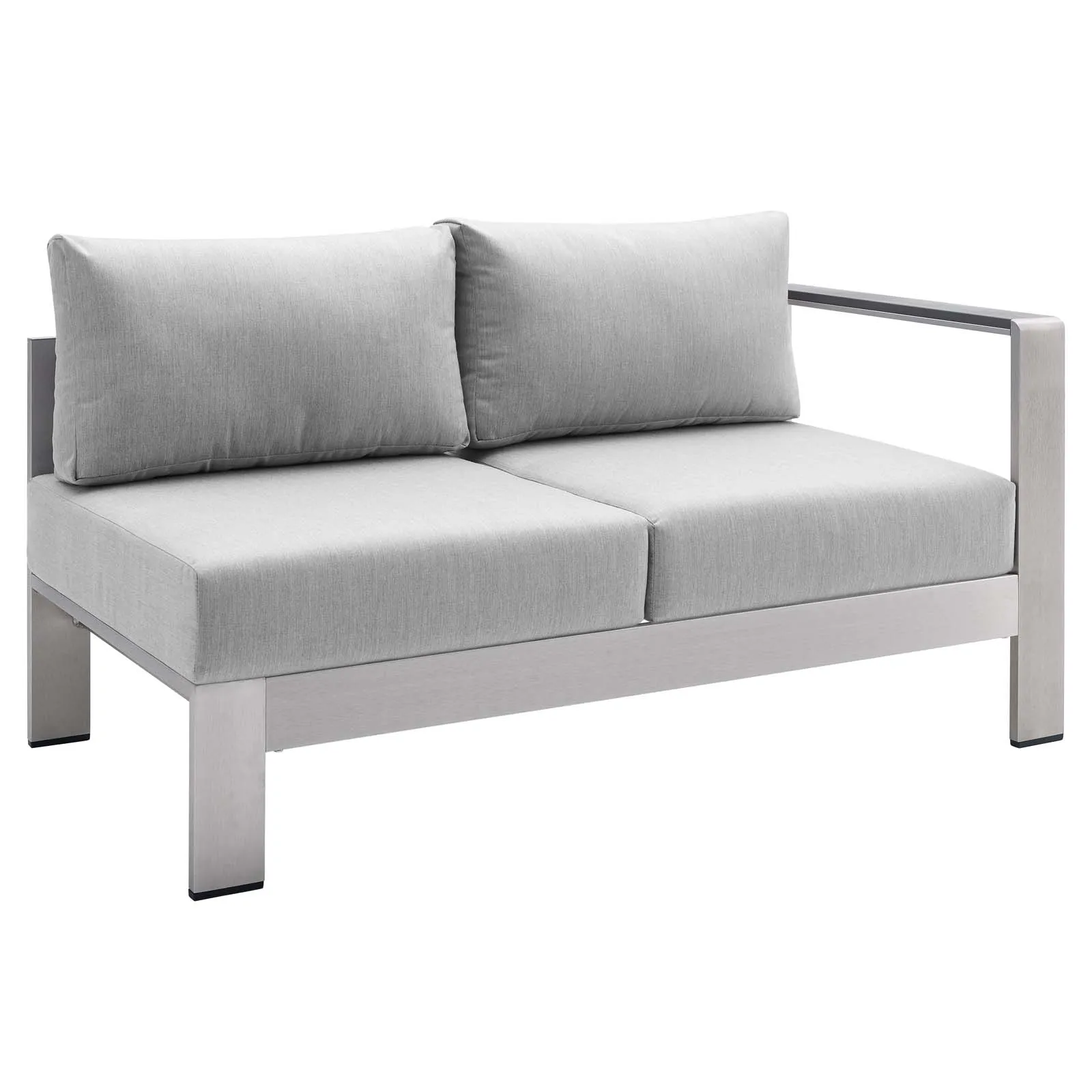 Modway - Shore Sunbrella® Fabric Aluminum Outdoor Patio Right-Arm Loveseat