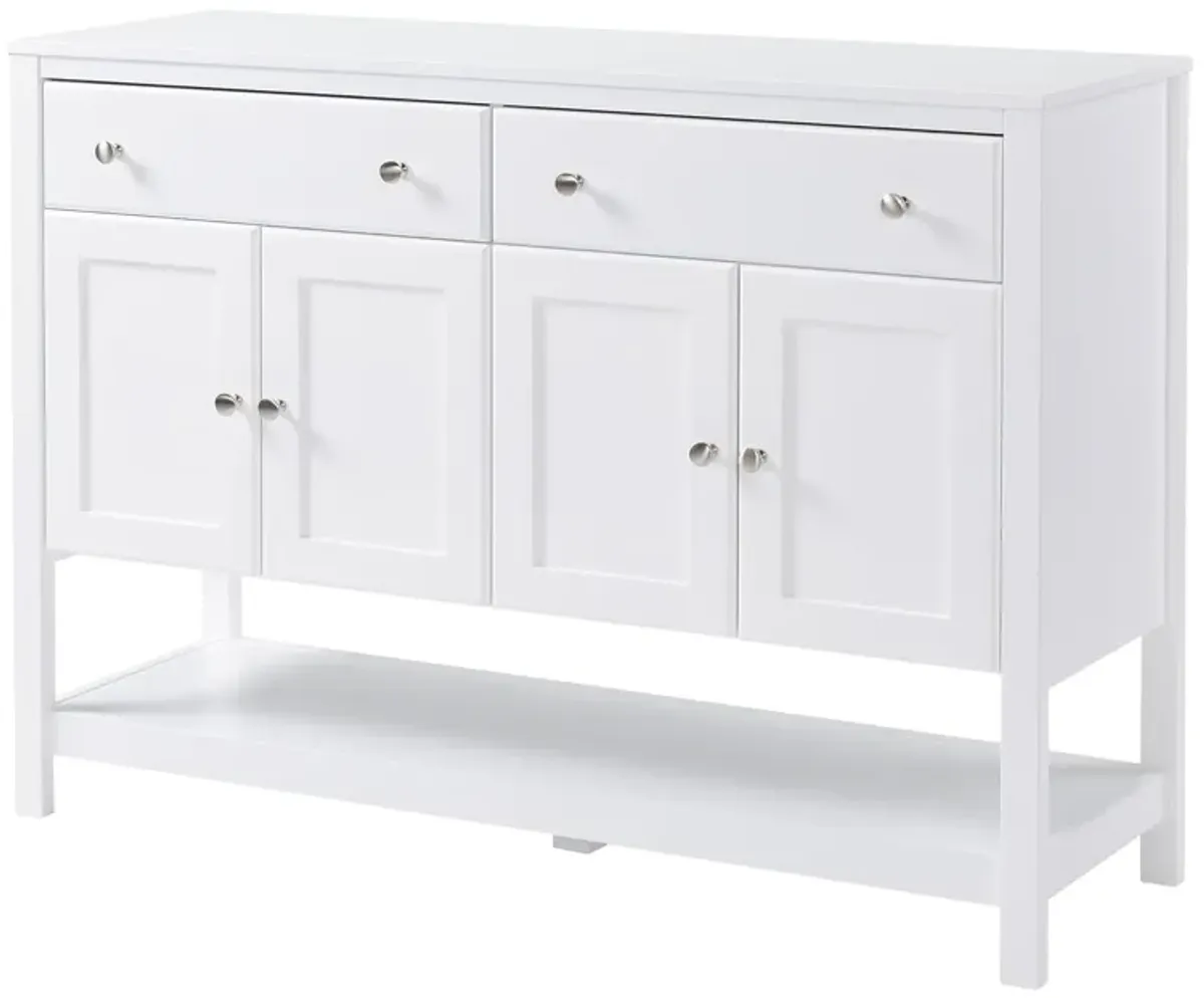 HOMCOM 47" Coffee Bar Cabinet, Sideboard Buffet Cabinet, Accent Kitchen Cabinet with Adjustable Shelves and Drawers for Living Room, White