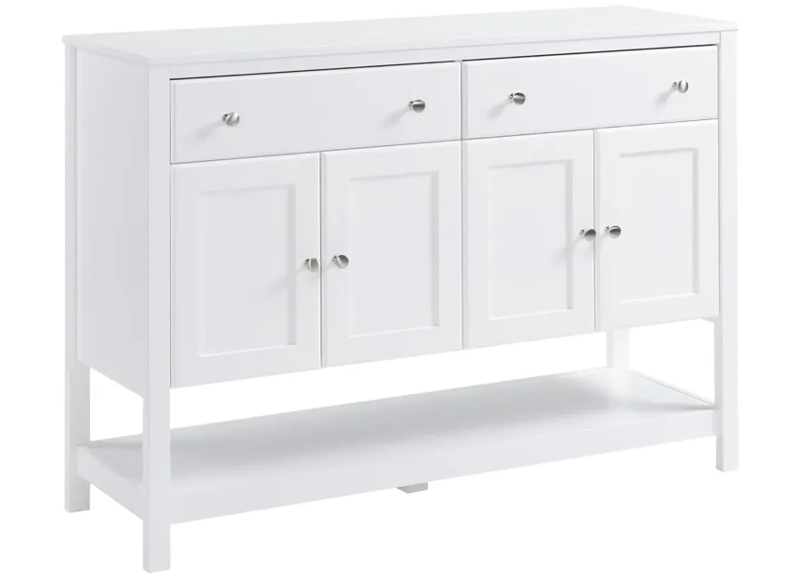 HOMCOM 47" Coffee Bar Cabinet, Sideboard Buffet Cabinet, Accent Kitchen Cabinet with Adjustable Shelves and Drawers for Living Room, White