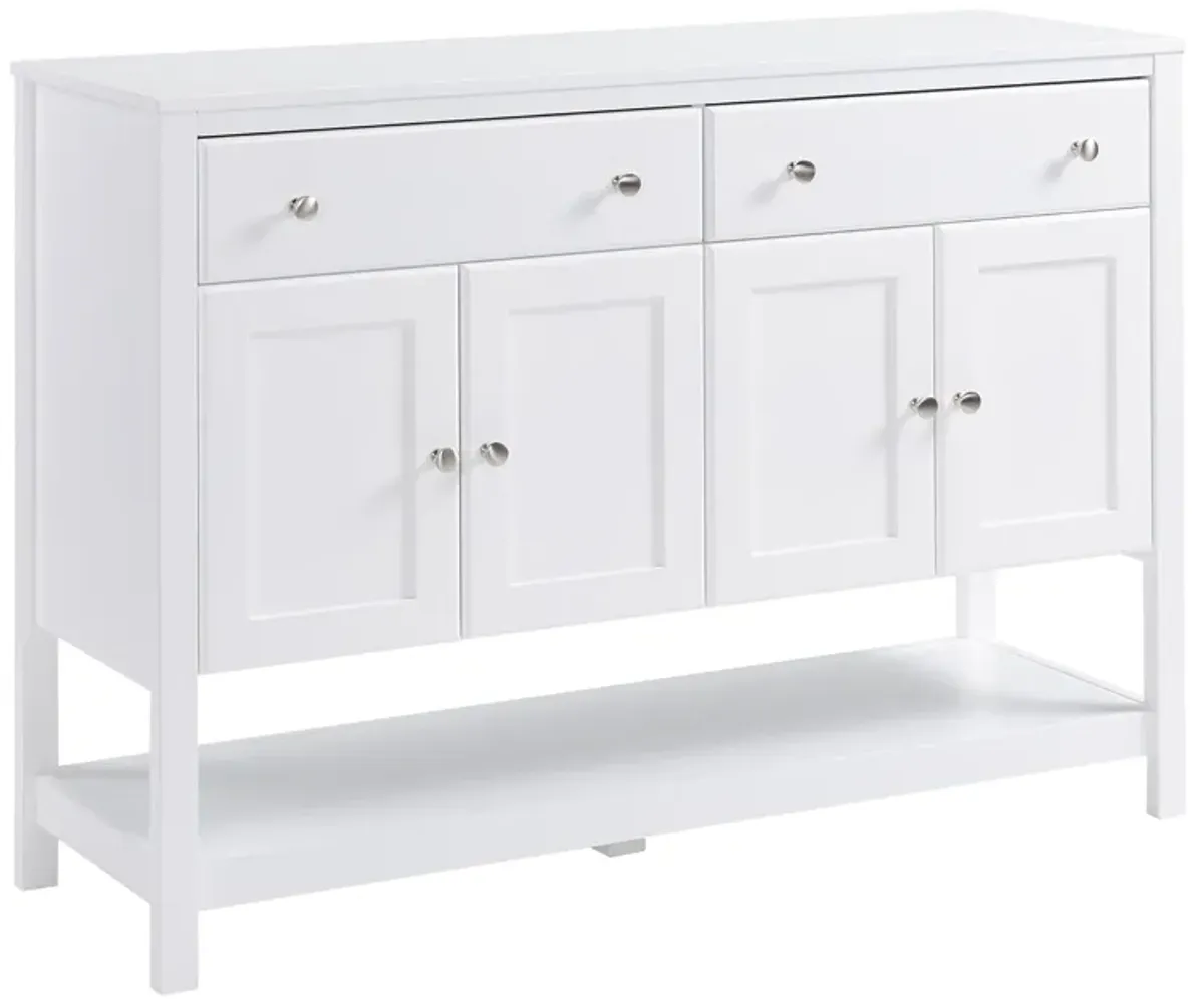 HOMCOM 47" Coffee Bar Cabinet, Sideboard Buffet Cabinet, Accent Kitchen Cabinet with Adjustable Shelves and Drawers for Living Room, White