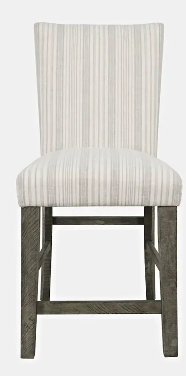 Jofran Rustic Solid Wood Parsons Striped Upholstery Counter Stool (Set of 2)