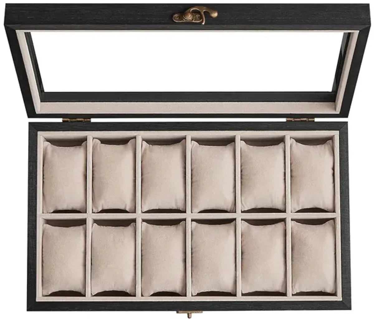 12-Slot Wooden Watch Box for Elegant Timepiece Storage