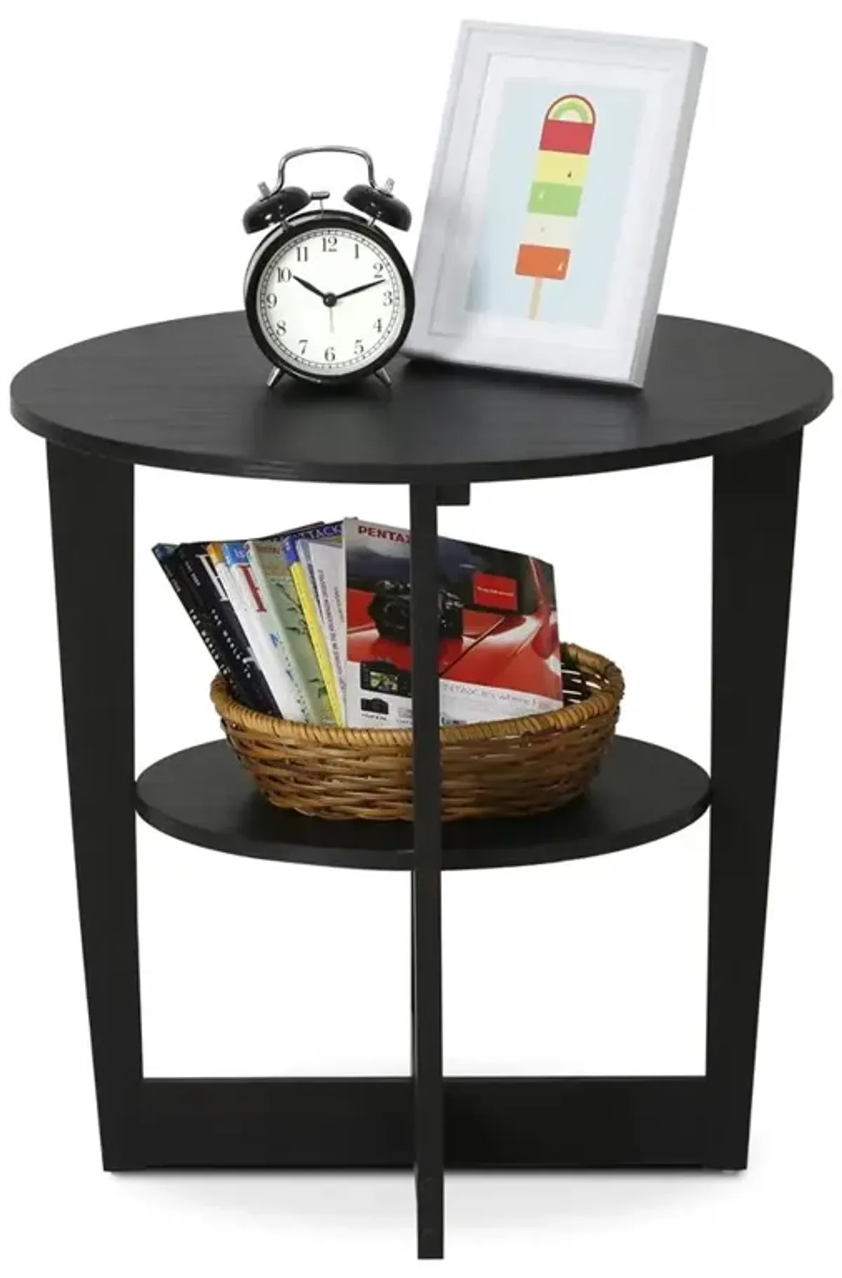 Round End Table, Walnut