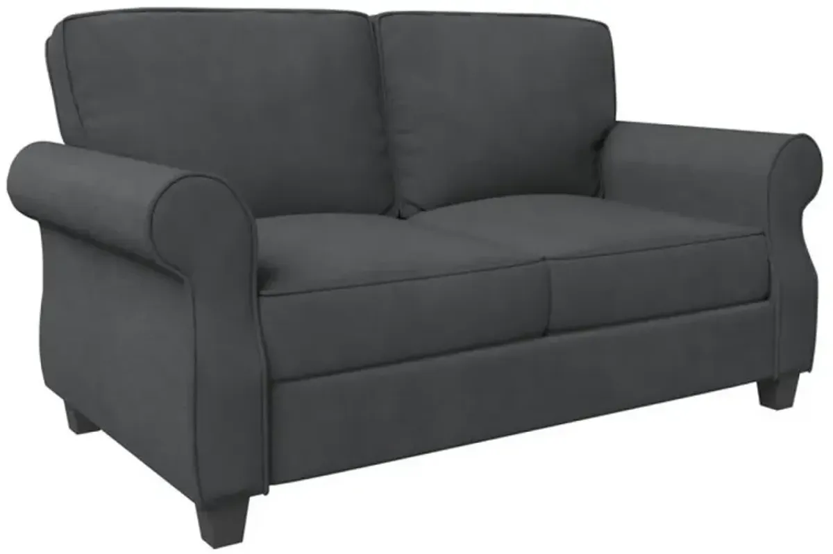 Modern Grey 2 Seater Sofa with Solid Wood Frame