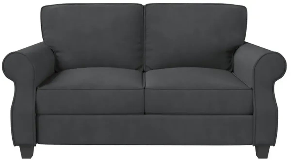 Modern Grey 2 Seater Sofa with Solid Wood Frame