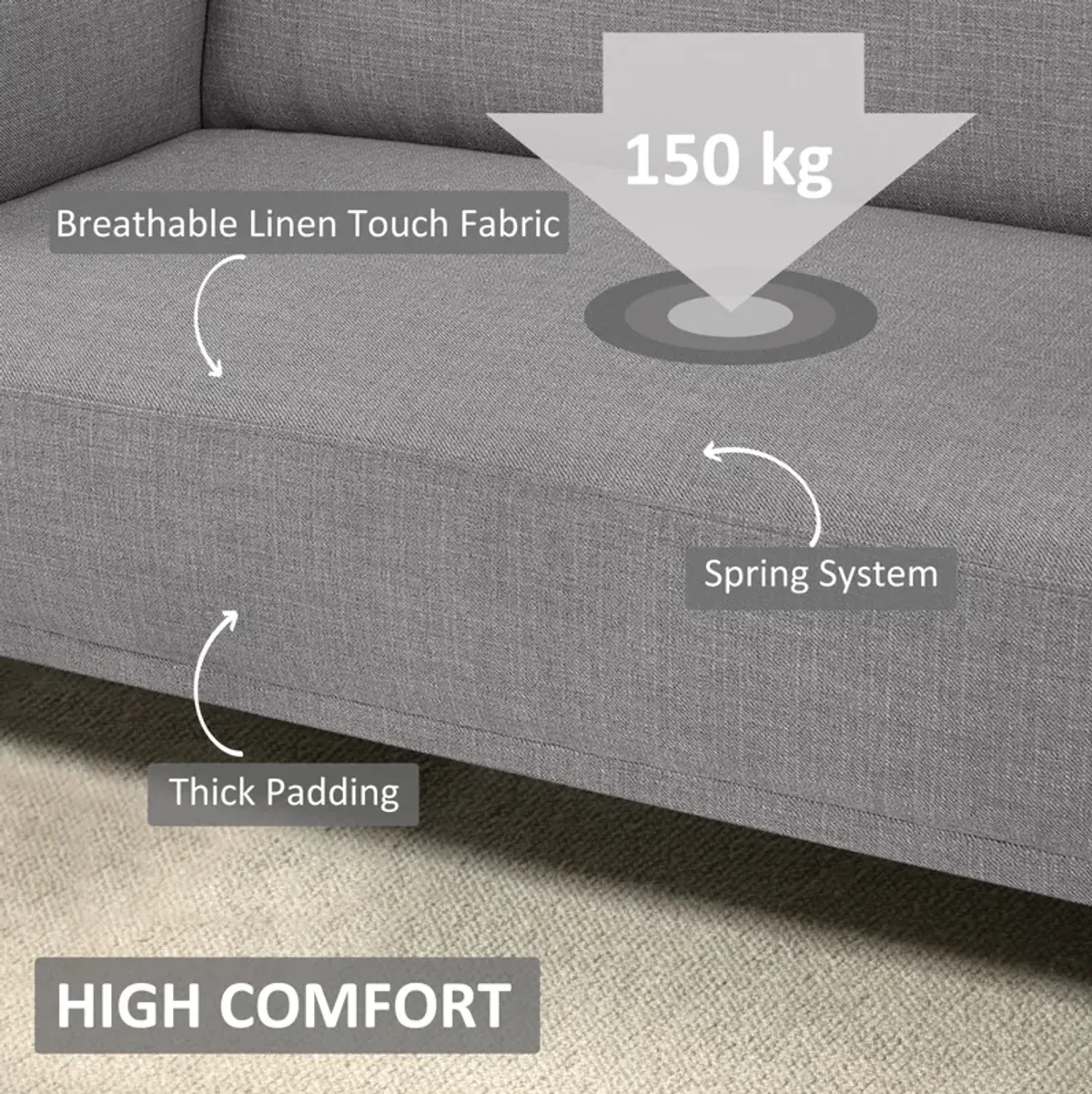 Grey Compact Seating: 48" Upholstered Loveseat for Small Spaces