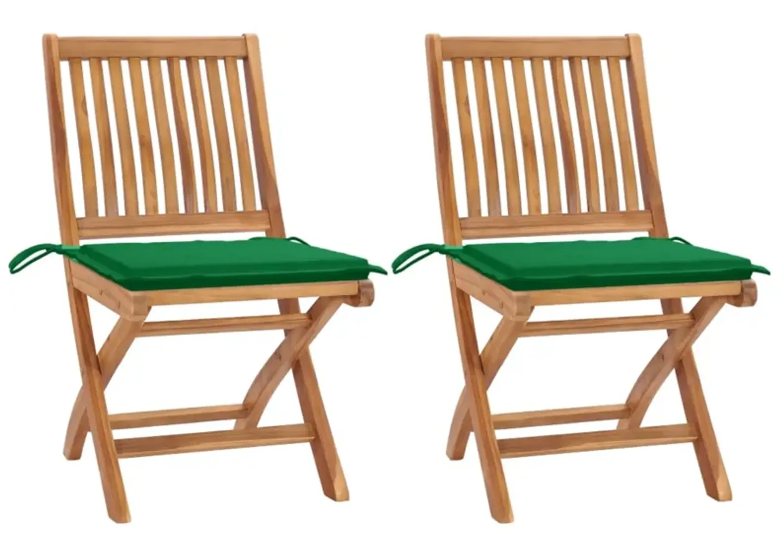 vidaXL Garden Chairs 2 pcs with Green Cushions Solid Teak Wood