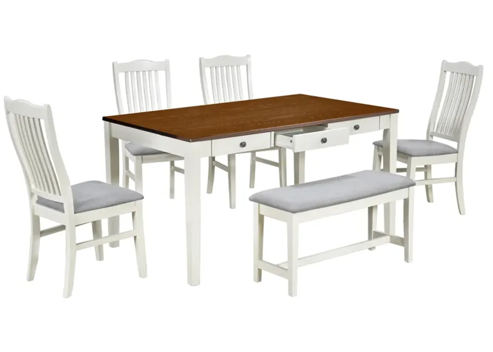 Merax Mid-Century 6-Piece Wood Dining Table Set