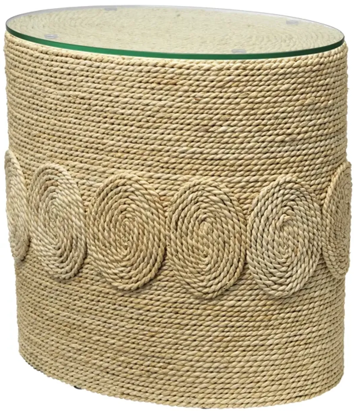 Barbados Oval Corn-Straw Side Table