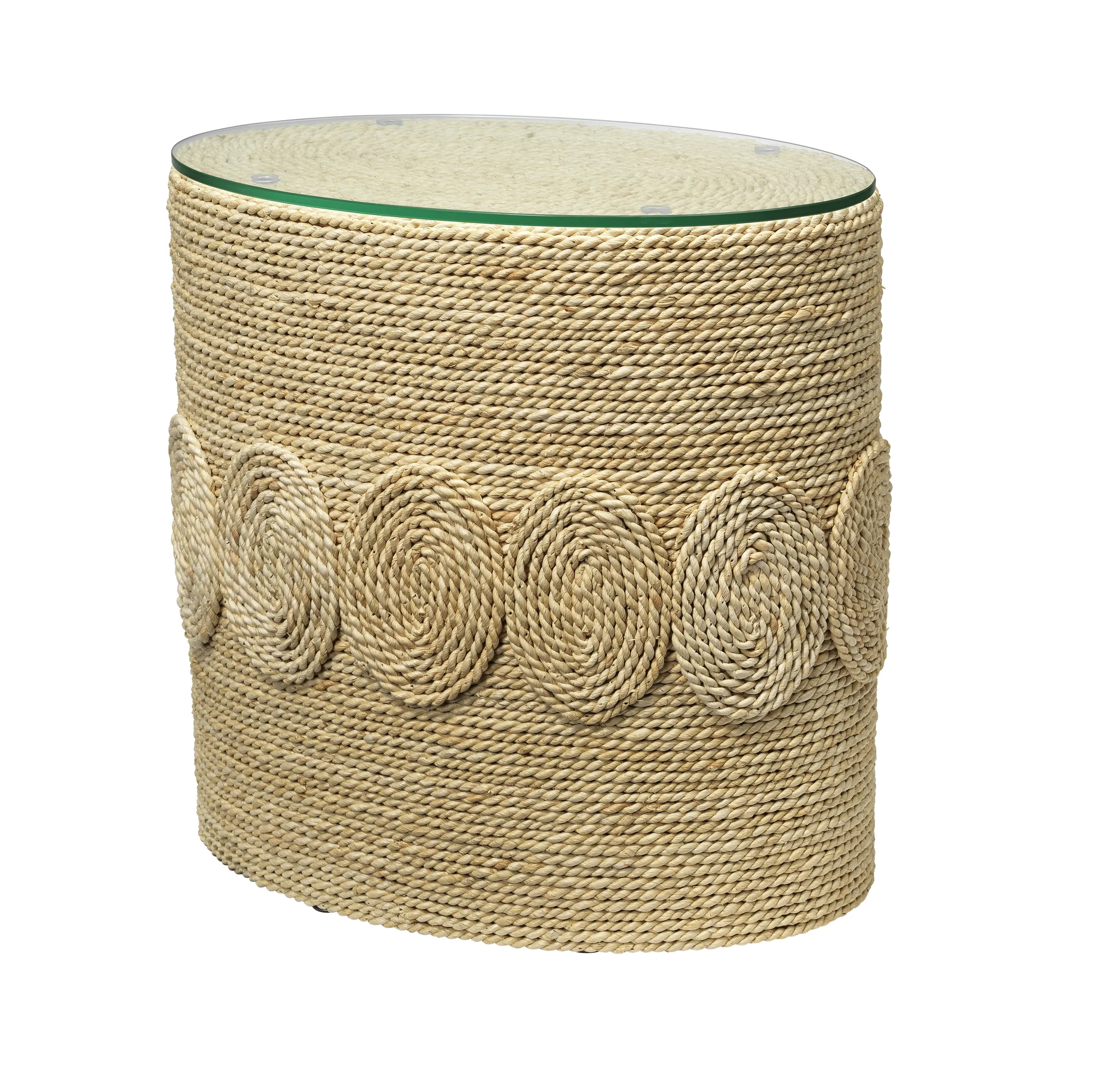 Barbados Oval Corn-Straw Side Table