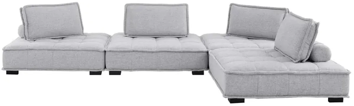 Saunter Tufted Fabric 4-Piece Sectional Sofa Gray