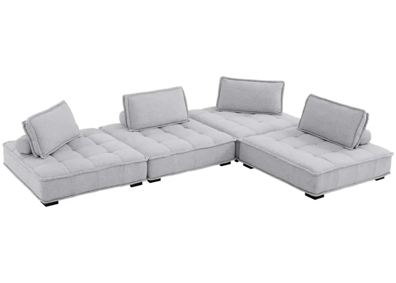 Saunter Tufted Fabric 4-Piece Sectional Sofa Gray