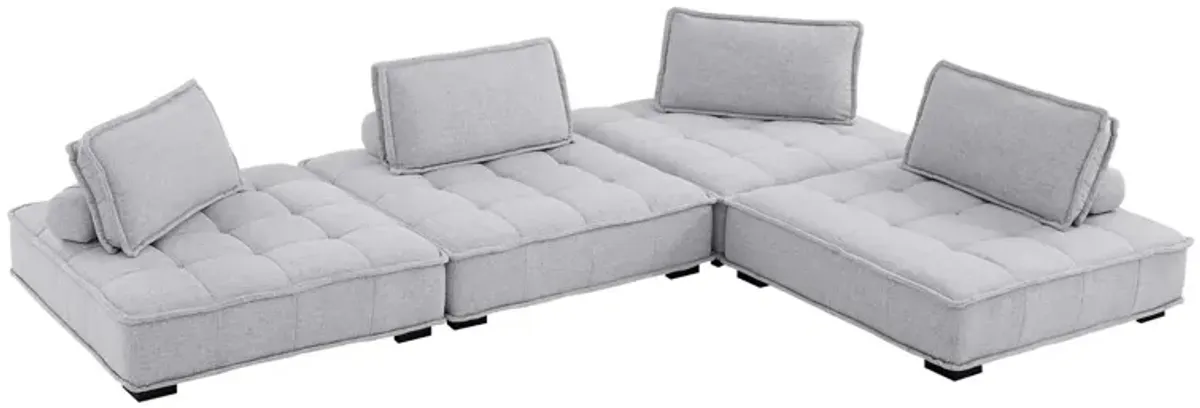 Saunter Tufted Fabric 4-Piece Sectional Sofa Gray