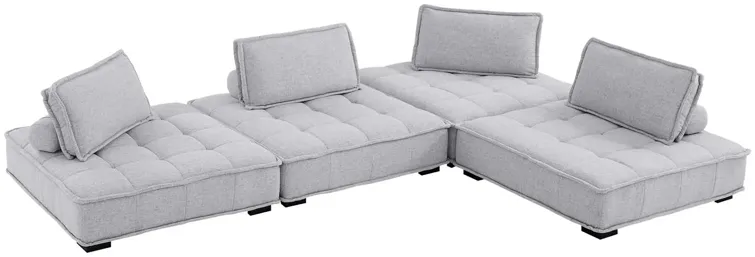 Saunter Tufted Fabric 4-Piece Sectional Sofa Gray