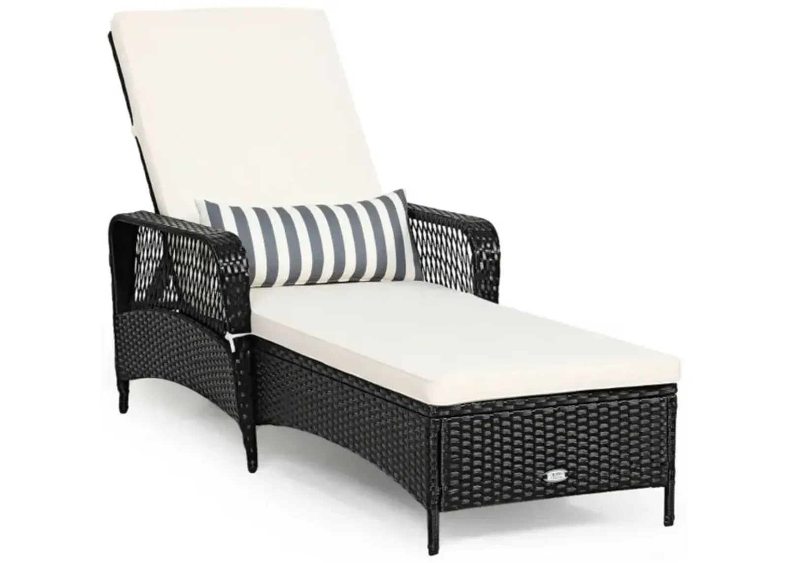 Hivvago Patio Wicker Chaise Lounge Chair with Pillow and Adjustable Backrest with Cushion