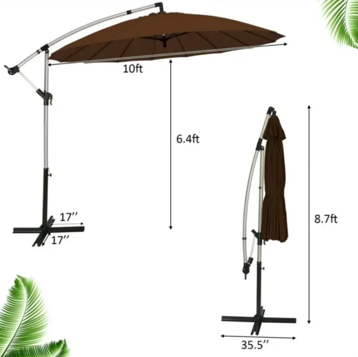 Hivvago 10 Feet Patio Offset Umbrella Market Hanging Umbrella for Backyard Poolside Lawn Garden