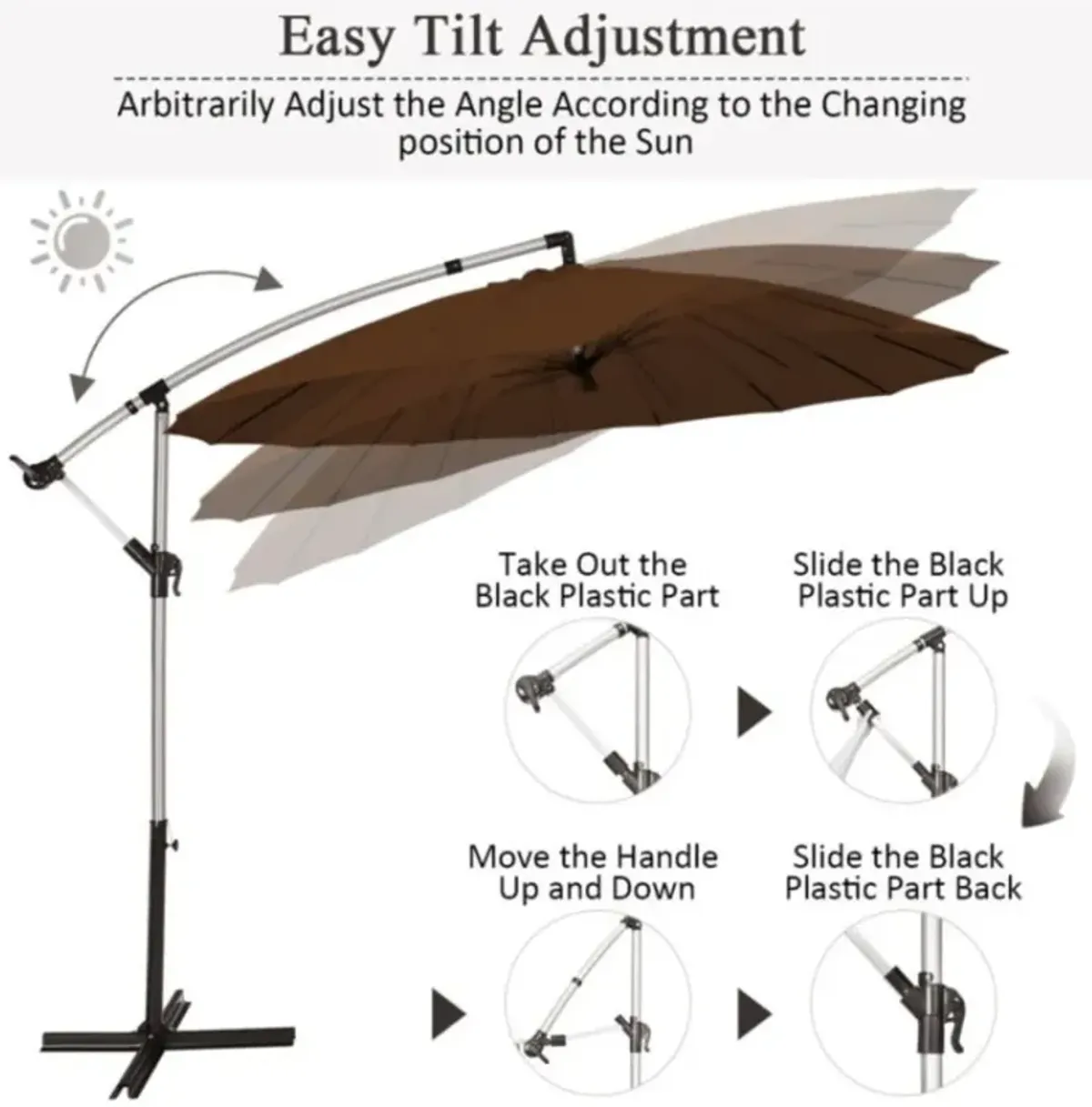 Hivvago 10 Feet Patio Offset Umbrella Market Hanging Umbrella for Backyard Poolside Lawn Garden