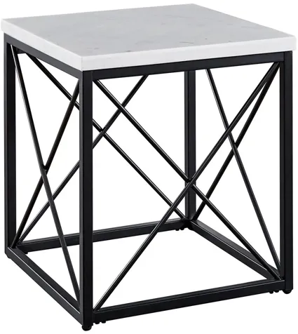 Skyler White Marble Top End Table