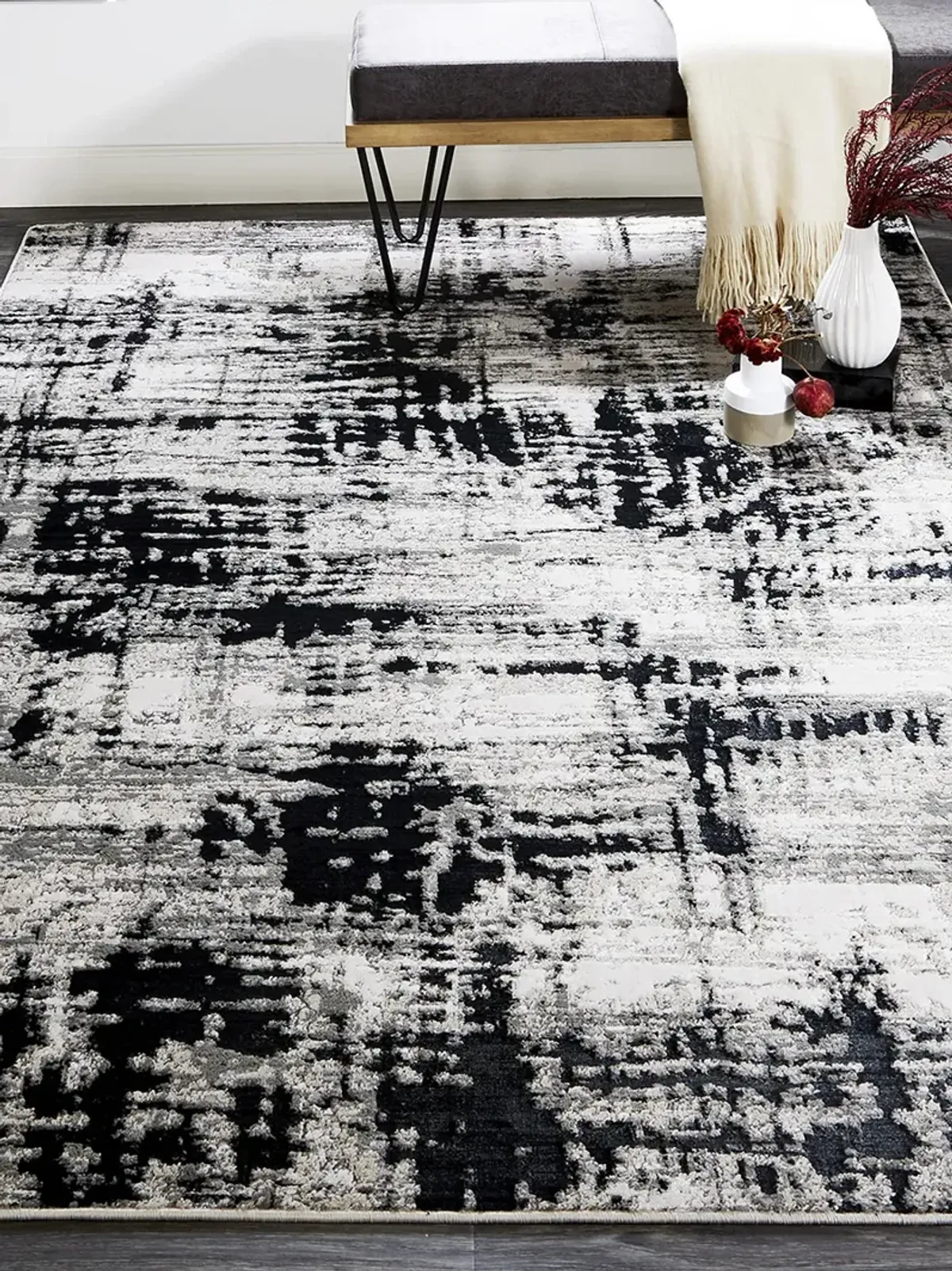 Micah 3339F 8' x 10' Black/White/Gray Rug