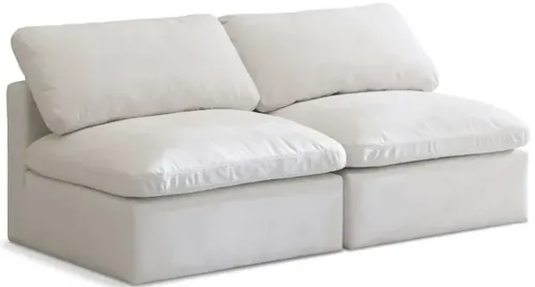 Meridian Furniture Plush Cream Velvet Standard Comfort Modular Sofa