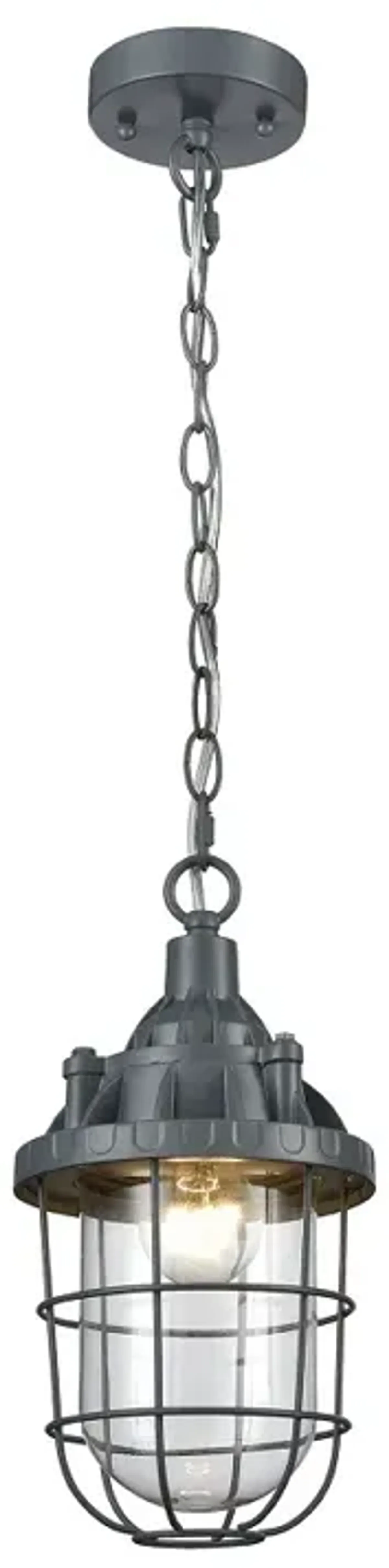 13" Grey Steel Trap 1-Light Mini Pendant