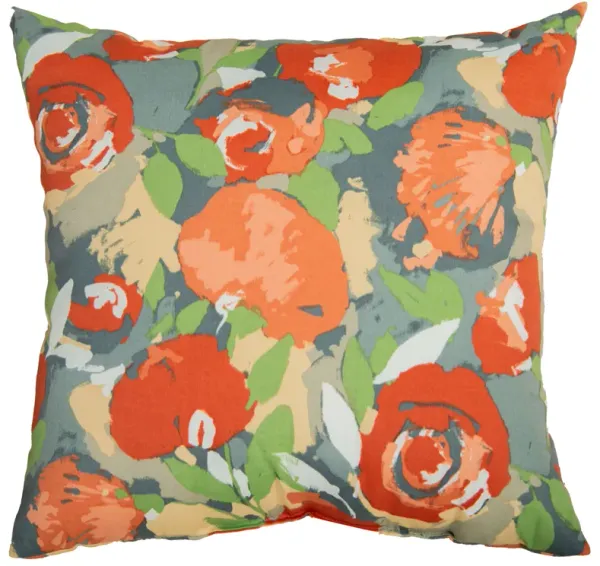 22"x22" Indoor/Outdoor Pillow, Botanical Terra Cotta and Green
