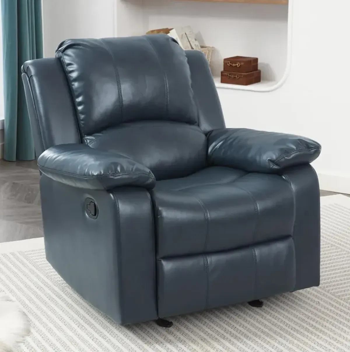 Comfort Pointe Clifton Midnight Blue Leather Gel Glider Rocker Recliner