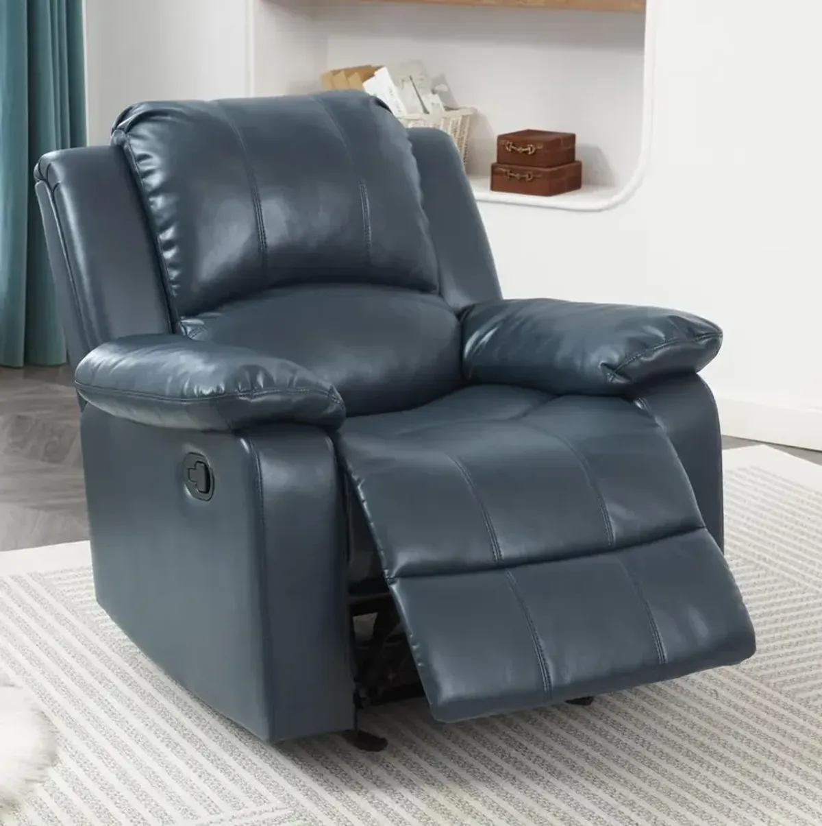 Comfort Pointe Clifton Midnight Blue Leather Gel Glider Rocker Recliner