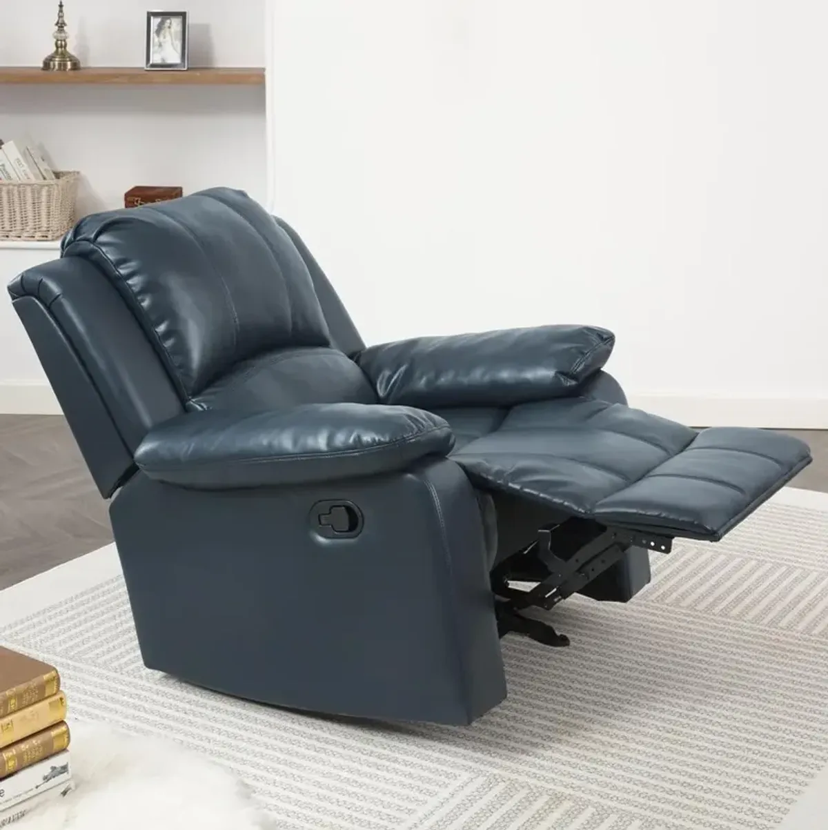 Comfort Pointe Clifton Midnight Blue Leather Gel Glider Rocker Recliner