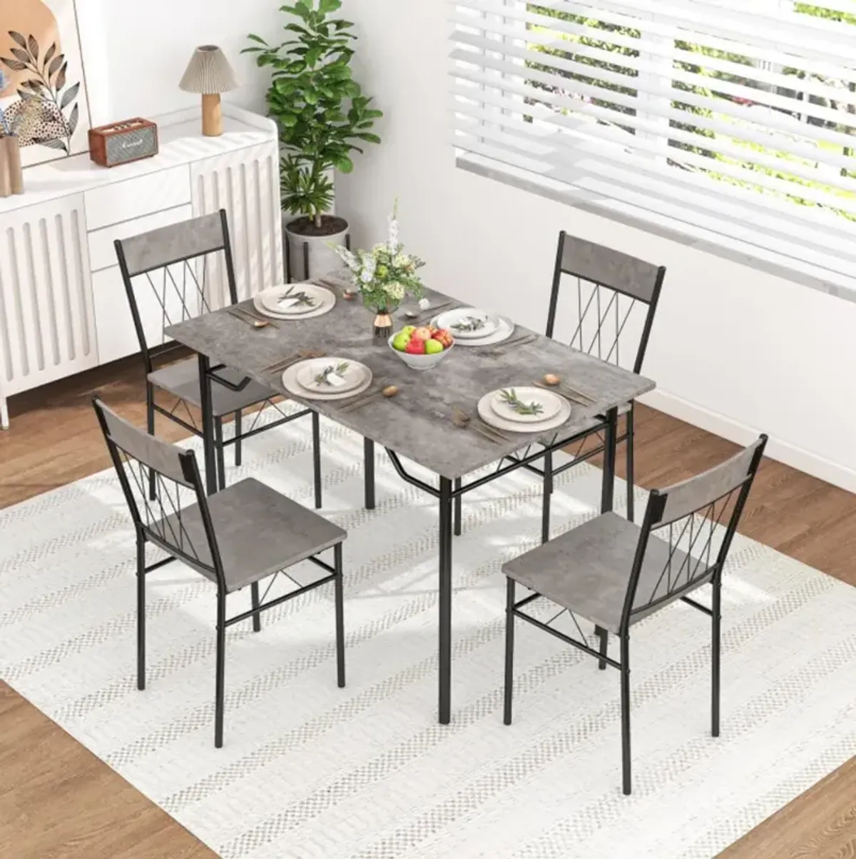 Hivvago 5-Piece Dining Table Set for 4 with Kitchen Table and 4 Dining Chairs