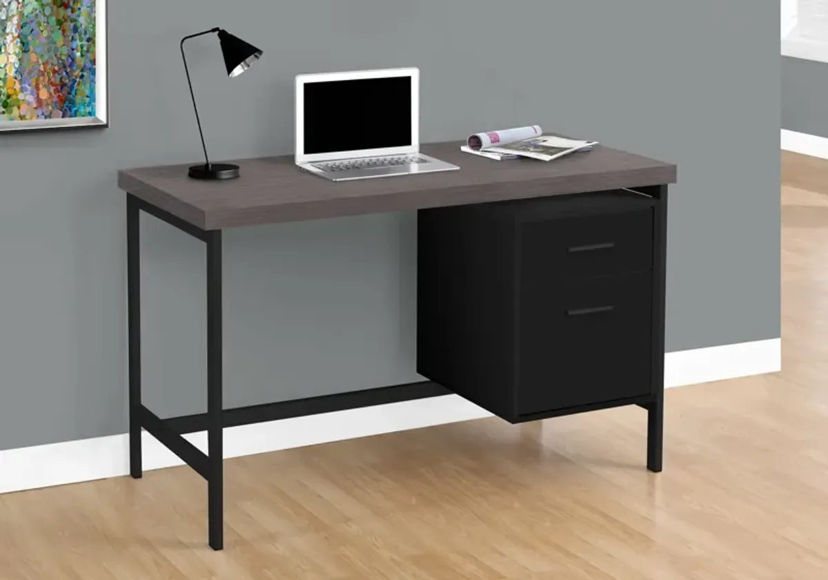 Computer Desk, Home Office, Laptop, Left, Right Set-Up, Storage Drawers, 48"L, Work, Metal, Laminate, Black, Grey, Contemporary, Modern