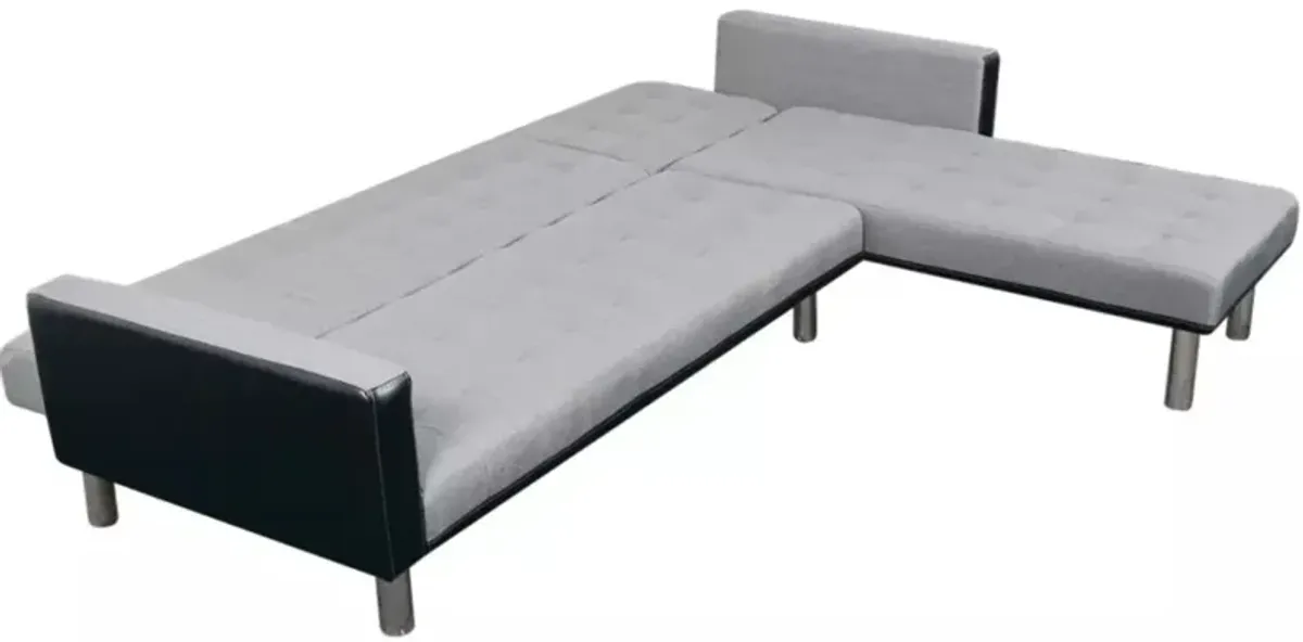 vidaXL L-shaped Sofa Bed Fabric Black and Gray