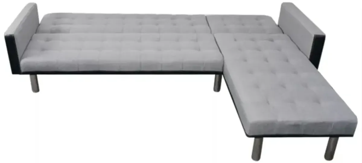 vidaXL L-shaped Sofa Bed Fabric Black and Gray