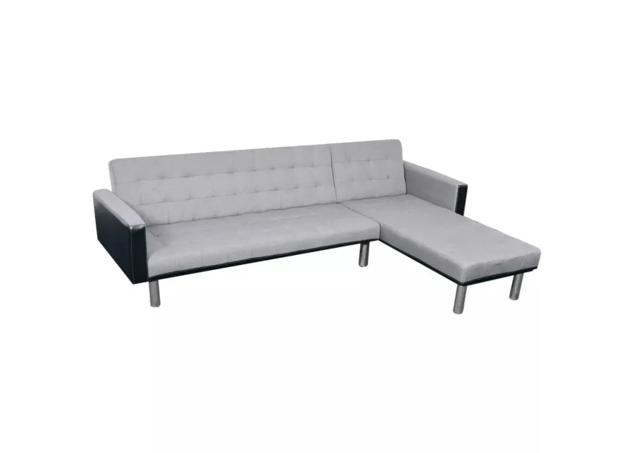 vidaXL L-shaped Sofa Bed Fabric Black and Gray