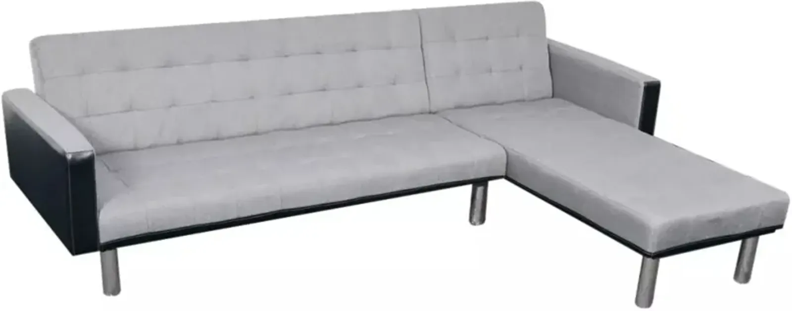 vidaXL L-shaped Sofa Bed Fabric Black and Gray