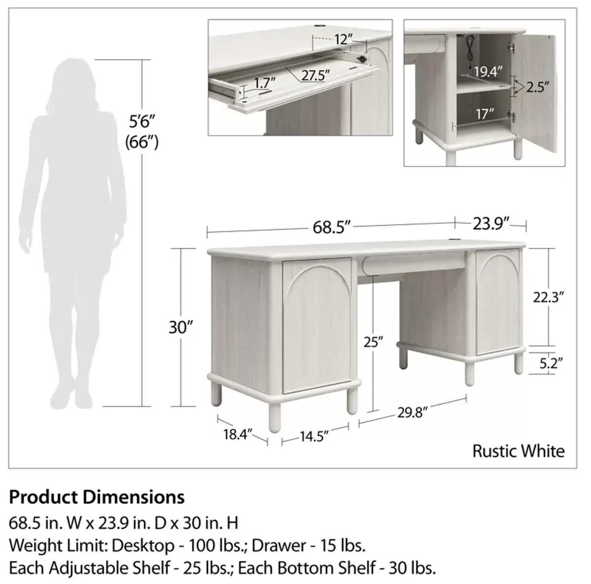 Selena Double Pedestal Desk