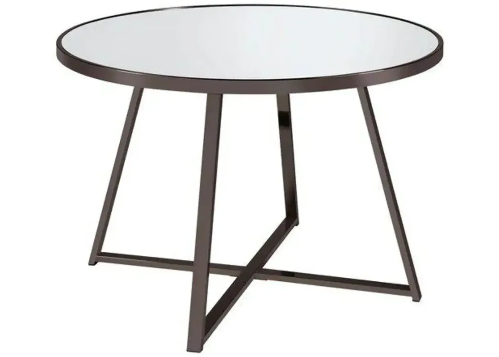 Jillian Round Dining Table with Tempered Mirror Top Black Nickel