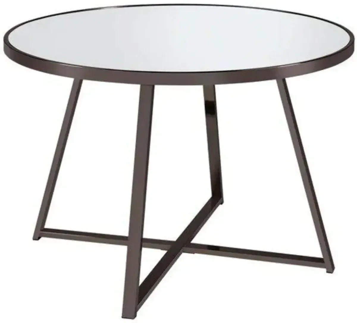 Jillian Round Dining Table with Tempered Mirror Top Black Nickel