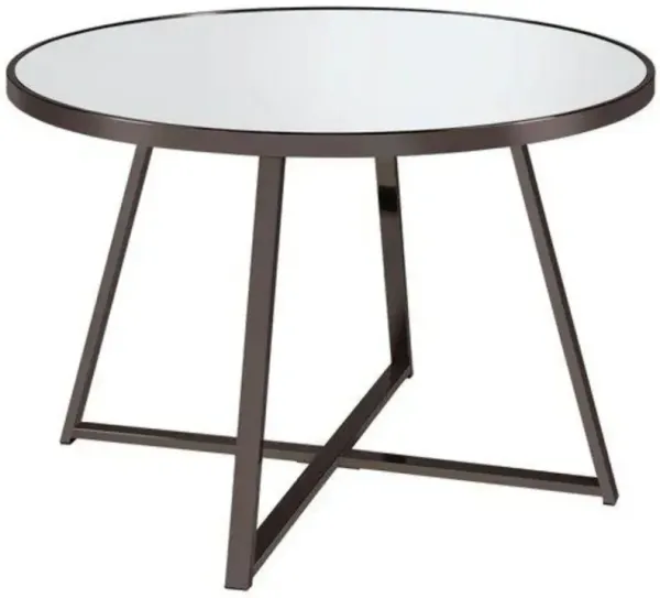 Jillian Round Dining Table with Tempered Mirror Top Black Nickel