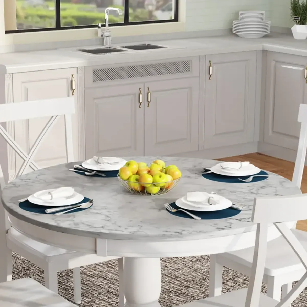 Kitchen Room Solid Wood Table with 4 Chairs