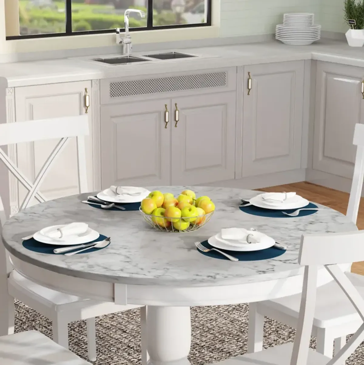 Kitchen Room Solid Wood Table with 4 Chairs