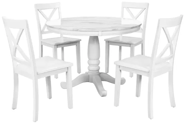 Kitchen Room Solid Wood Table with 4 Chairs