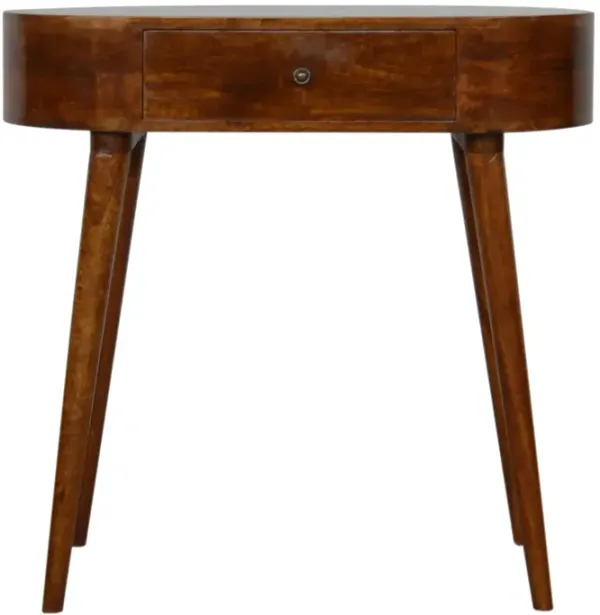 Solid Wood Chestnut Rounded Small 1 Drawer Console Table