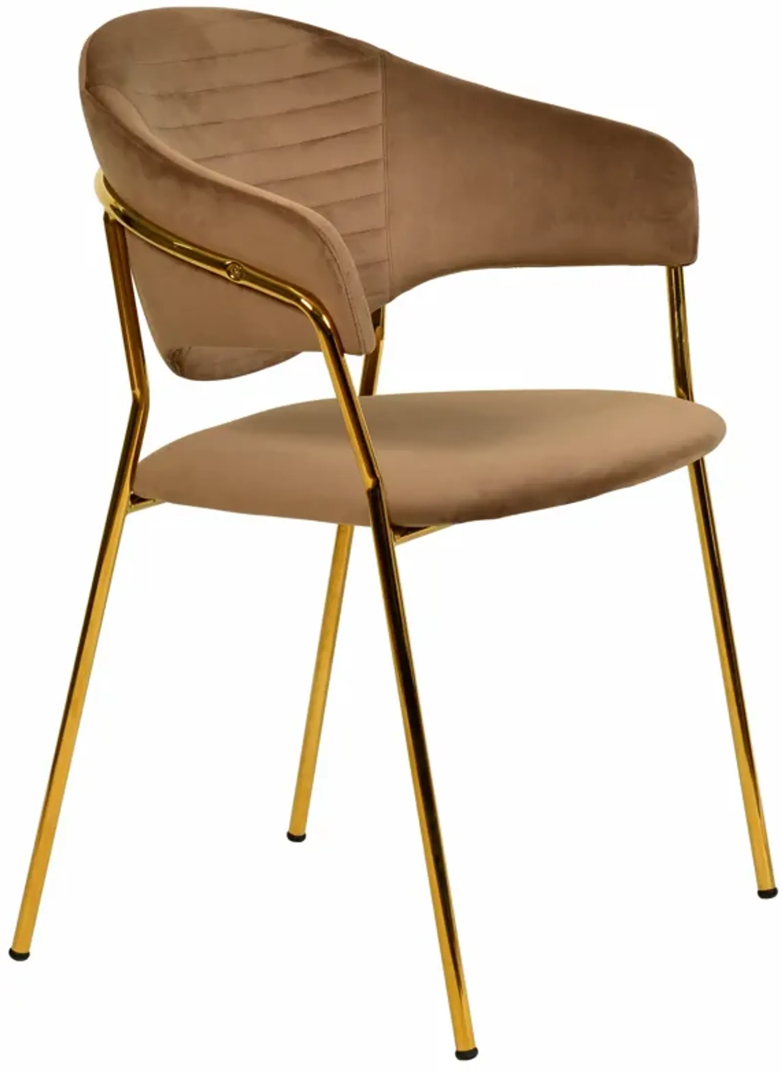 Bella Modern Dining Chair Upholstered in Leather With Stainless Steel Base in Brown