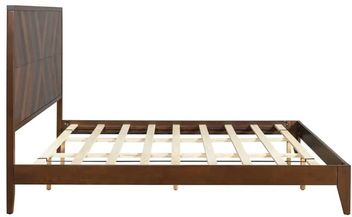 Gewnee Mid-Century Modern Platform Bed Wood Slat Support with No Box Spring Needed,King Walnut