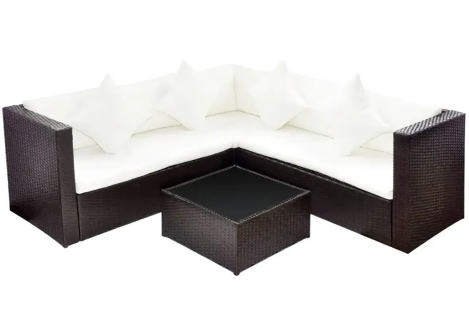 vidaXL 4 Piece Garden Lounge Set with Cushions Poly Rattan Brown